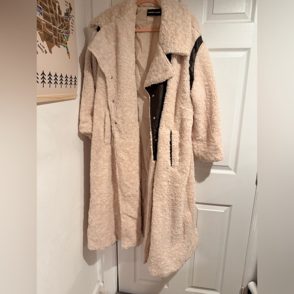 Fashion to Figure Jackets & Blazers - Xolani Faux Leather Patch Sherpa Coat